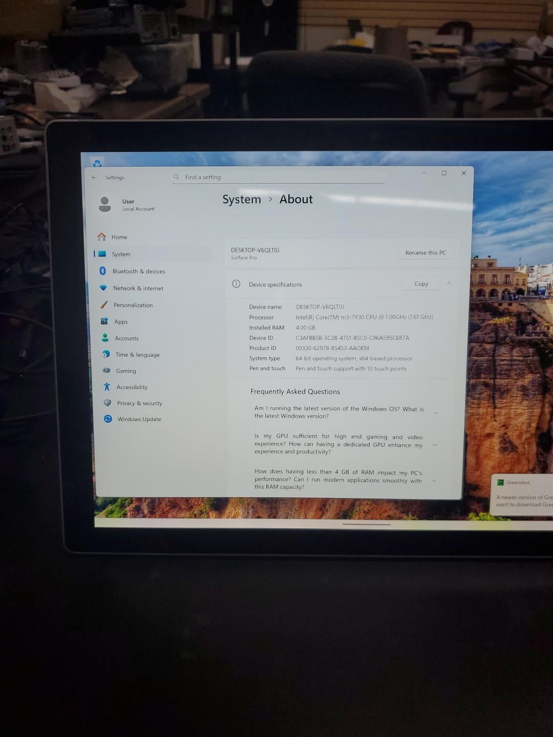 Microsoft Surface Pro (M3-7Y30, 4gb RAM 128gb SSD, W11Pro) 111225-7
