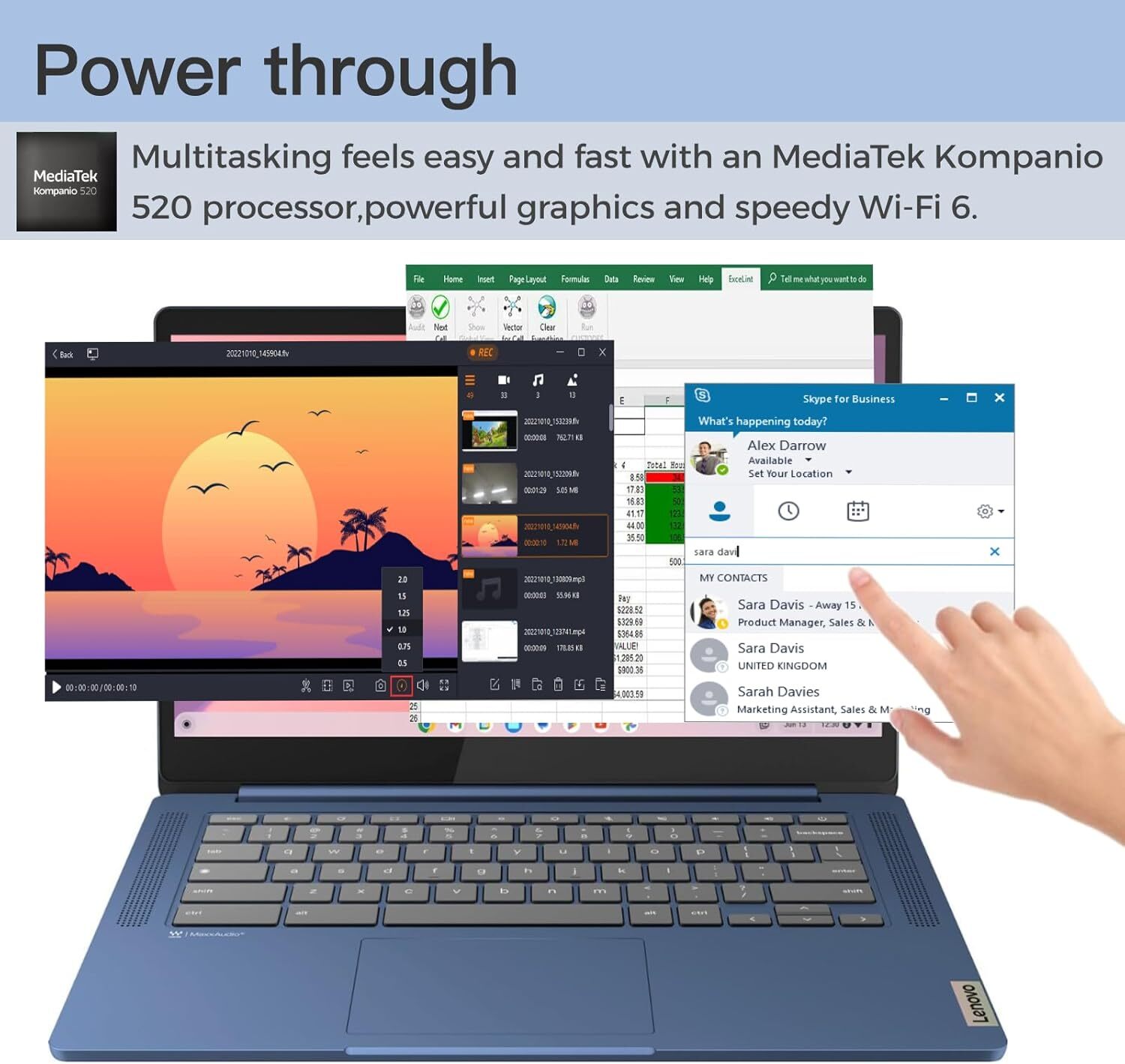 Lenovo Slim3 Chromebook 14″Touch Laptop,8Core MediaTek Kompanio 520,UpTo 4 320GB