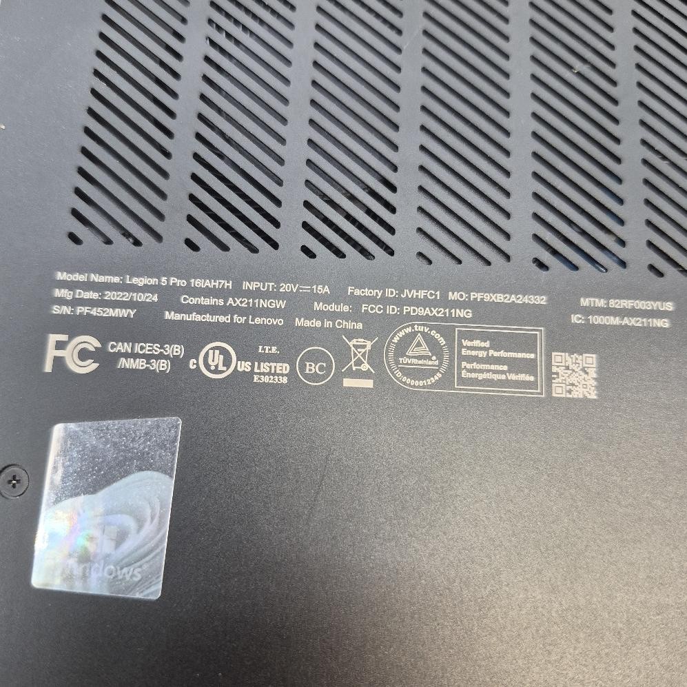 LENOVO LEGION 5 PRO Intel i7-12700H, 32GB Ram, RTX 3070 Ti, 1TB SSD (GO1069384)