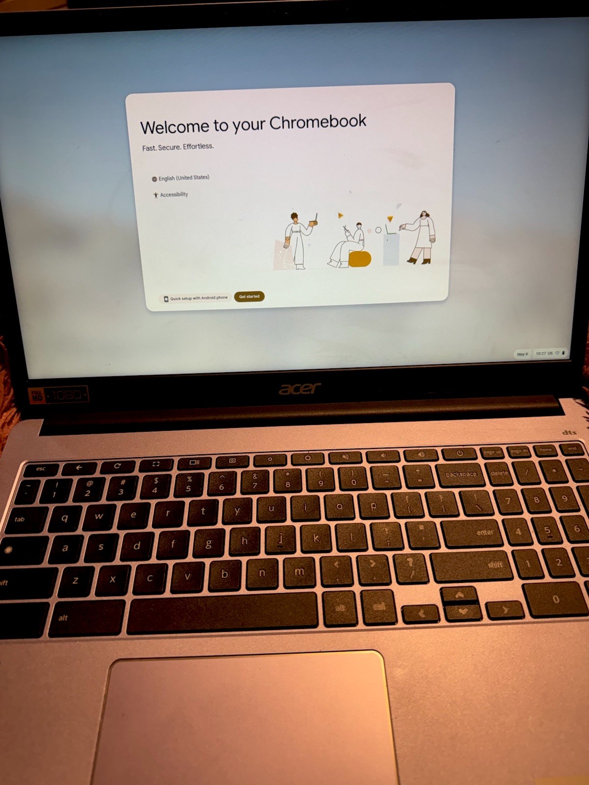 Acer Chromebook 15.6in Silver FHD Chrome OS Intel UHD SSD w/ Charger