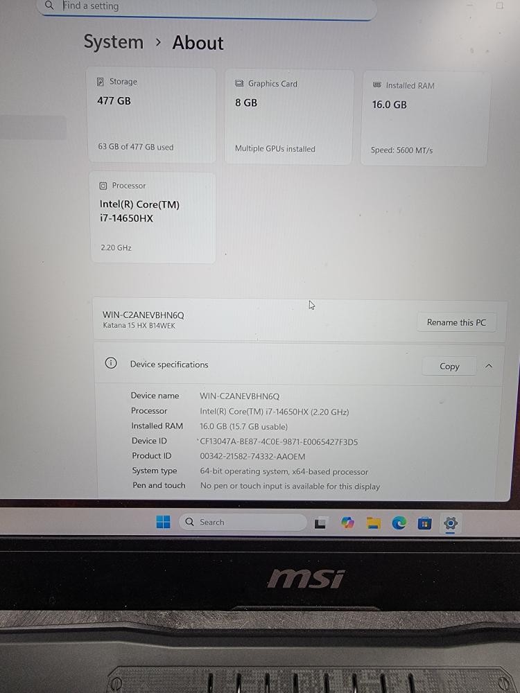 MSI COMPUTER LAPTOP KATANA 15 (P14028048)