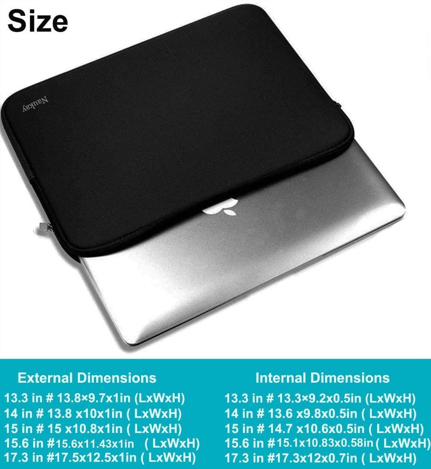 Neoprene Laptop Sleeve Case for 15.6 Inch Notebooks, Durable Carrying Bag in Bla
