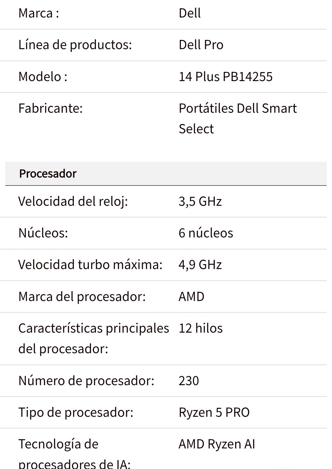 Dell Pro 14 Plus PB14255 AMD Ryzen 5 230 16GB 512GBSSD 14FHD.