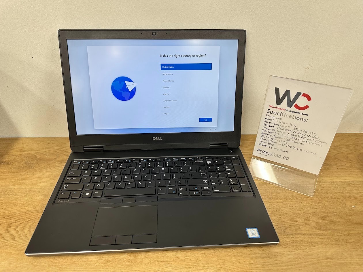 Dell Precision 7530, Core i7 8850H, 32GB, Quadro P2000, 512GB SSD, 2018, 15.6″