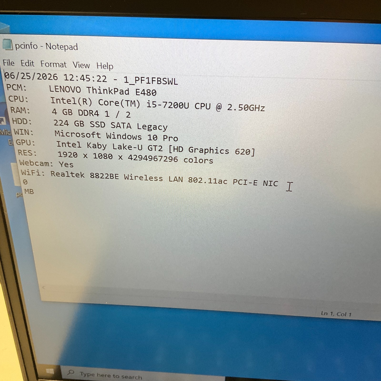 Lenovo ThinkPad E480 14″ Laptop Core i5-7200u 4GB RAM 240GB SSD Windows 10 Pro