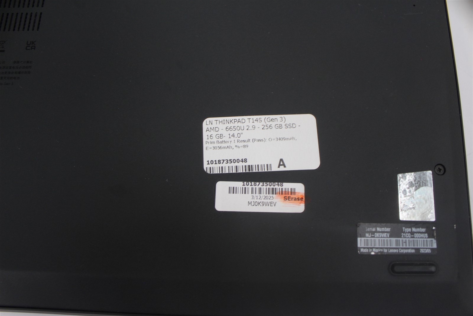 Lenovo ThinkPad T14s Gen 3 2022 14” Ryzen 5 Pro 6650U 2.9GHz 16GB 256GB SSD