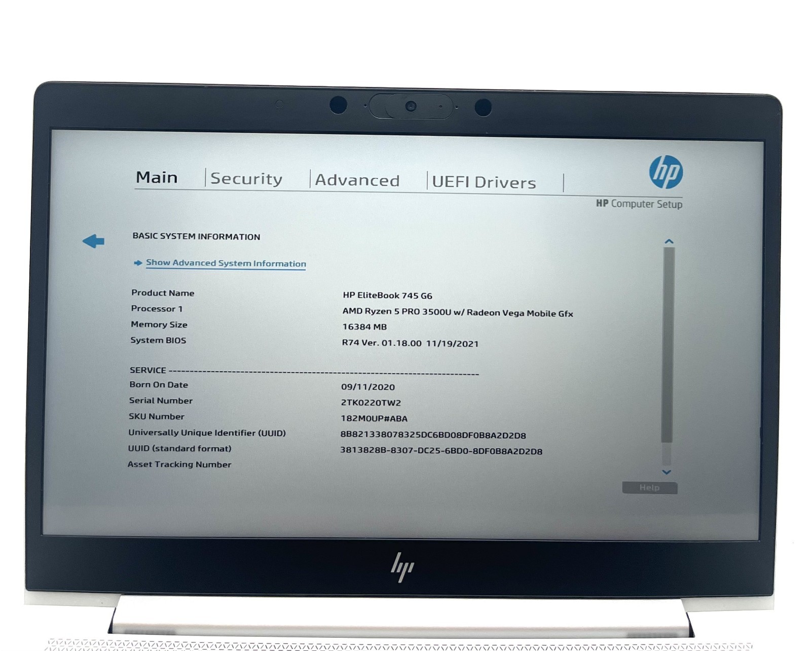 HP EliteBook 745 G6 14″ Ryzen 5 Pro 3500U 16GB RAM 256GB SSD Laptop