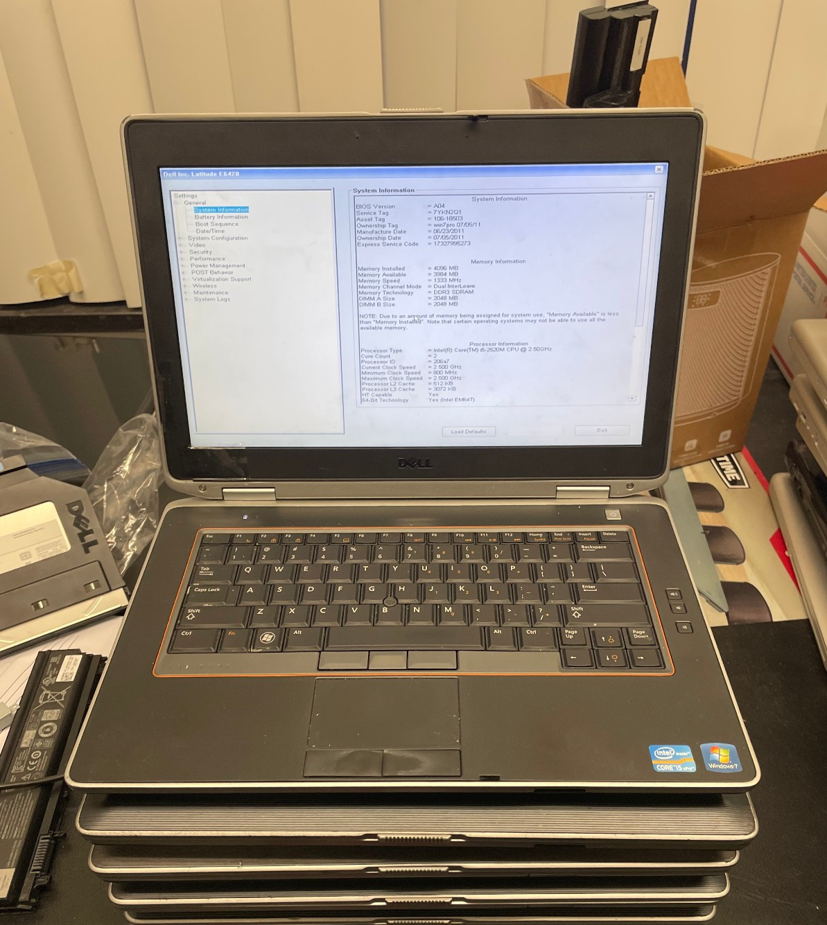 LOT of 4 Dell Latitude E6420 i5-2520M 2 GB RAM, NO HDD