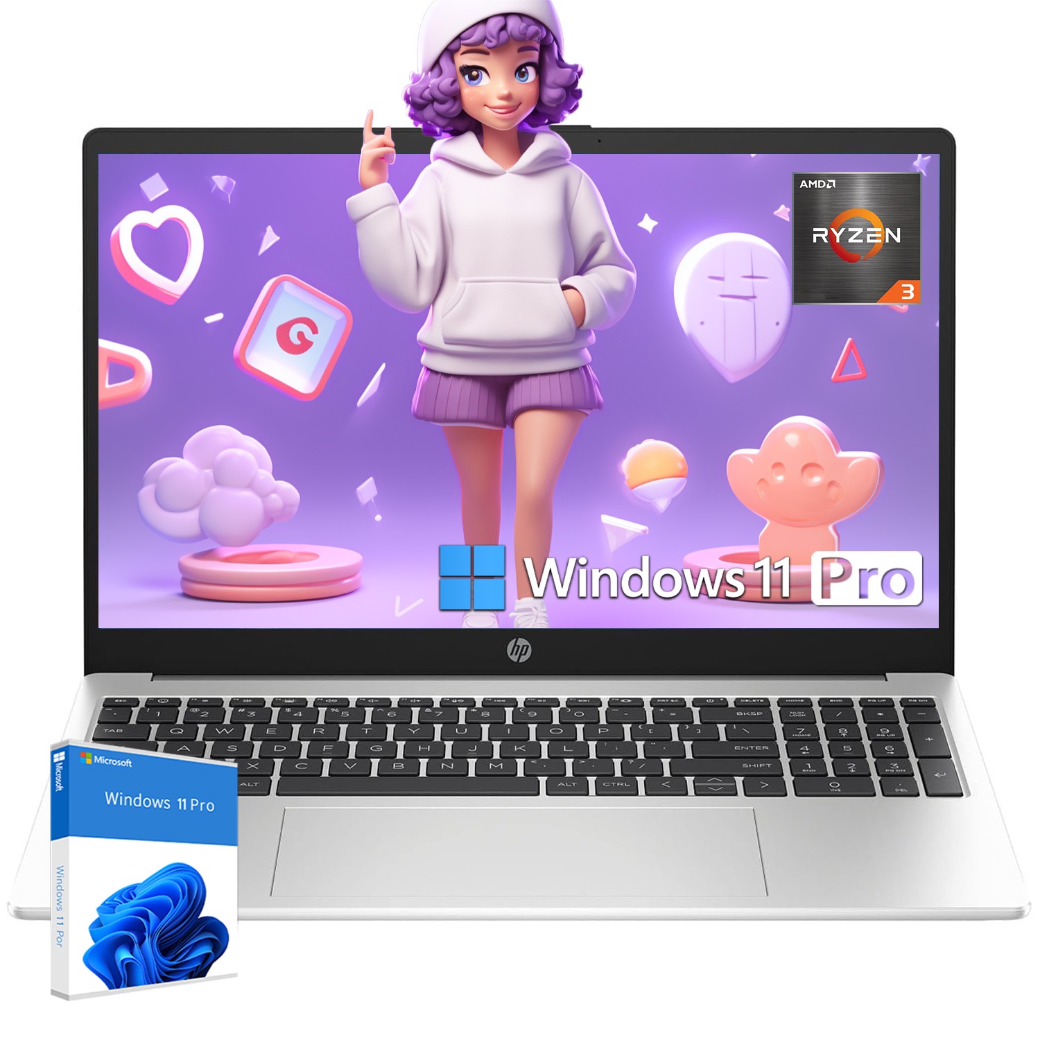 2025 HP 255 G10 Laptop,15.6″ FHD Ryzen 3 7330U,UpTo 64 RAM 2TB SSD Grey