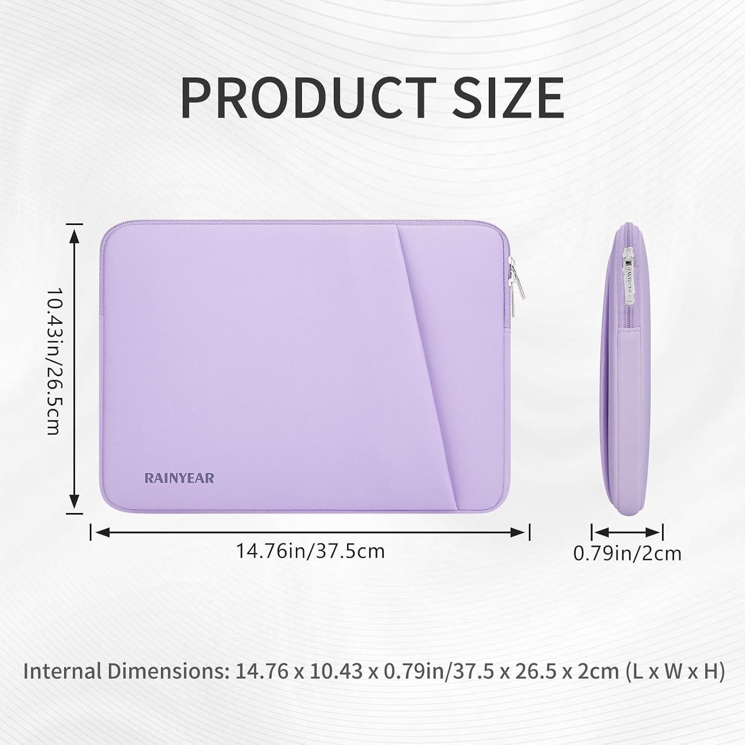 15 16 Inch Laptop Sleeve Case with Front Pocket for MacBook Air/Pro, Purple