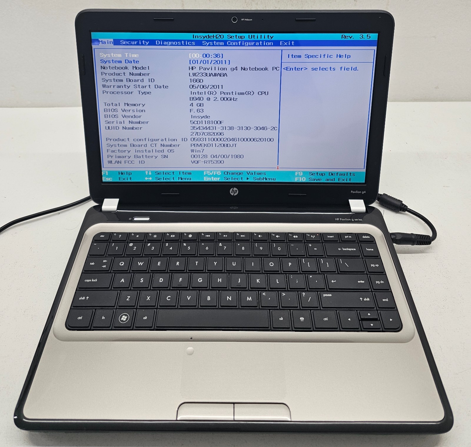 HP Pavilion g4-1104dx 14″ Laptop Intel Pentium B940 4GB Ram NO HD/OS (FL)