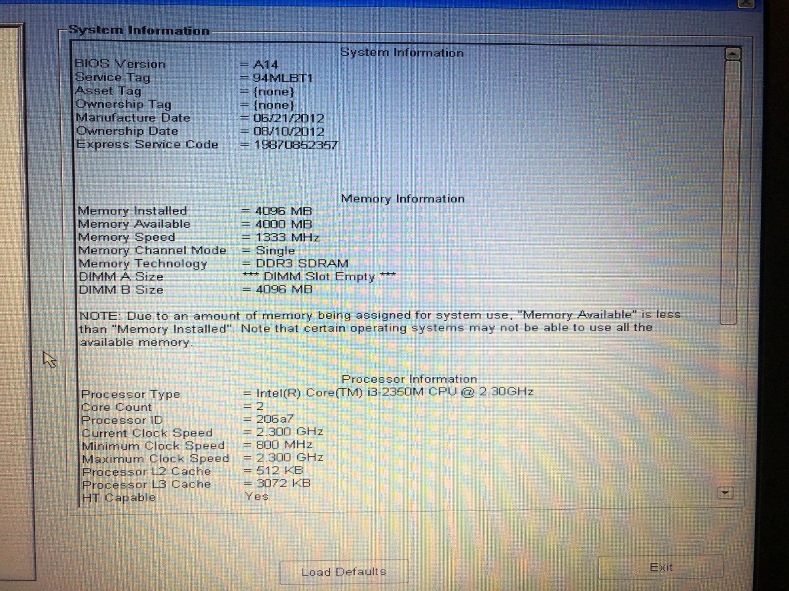 Dell Latitude cpu:E5520 i5-2350M 2.4Ghz ram:4Gb 80Gb HDD Laptop No OS.