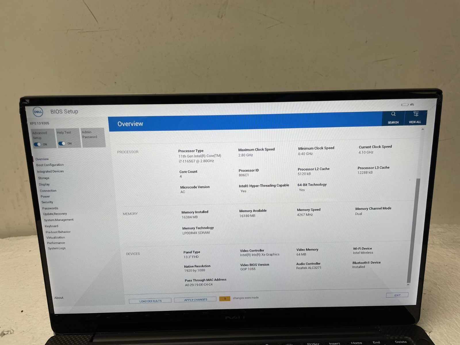 Dell XPS 13 9305 Core i7-1165G7 @2.80GHz 16GB RAM NO SSD Touchscreen Parts *READ