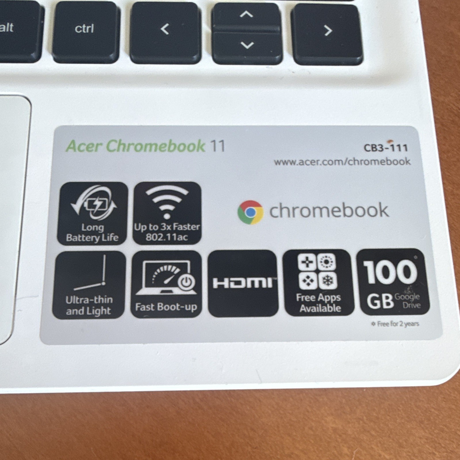 Acer Chromebook 11 CB3-111 11.6″ Chrome OS Intel HDMI Wi-Fi Bluetooth White