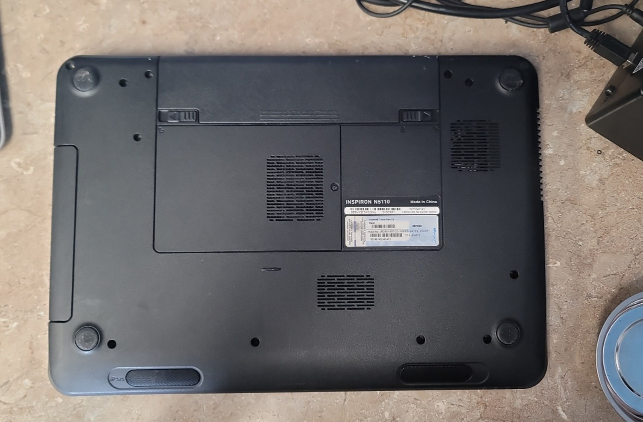 Dell Inspiron N5110, Intel i3-2310M, 6gb RAM, 15.6″, No HDD, Working, As Is