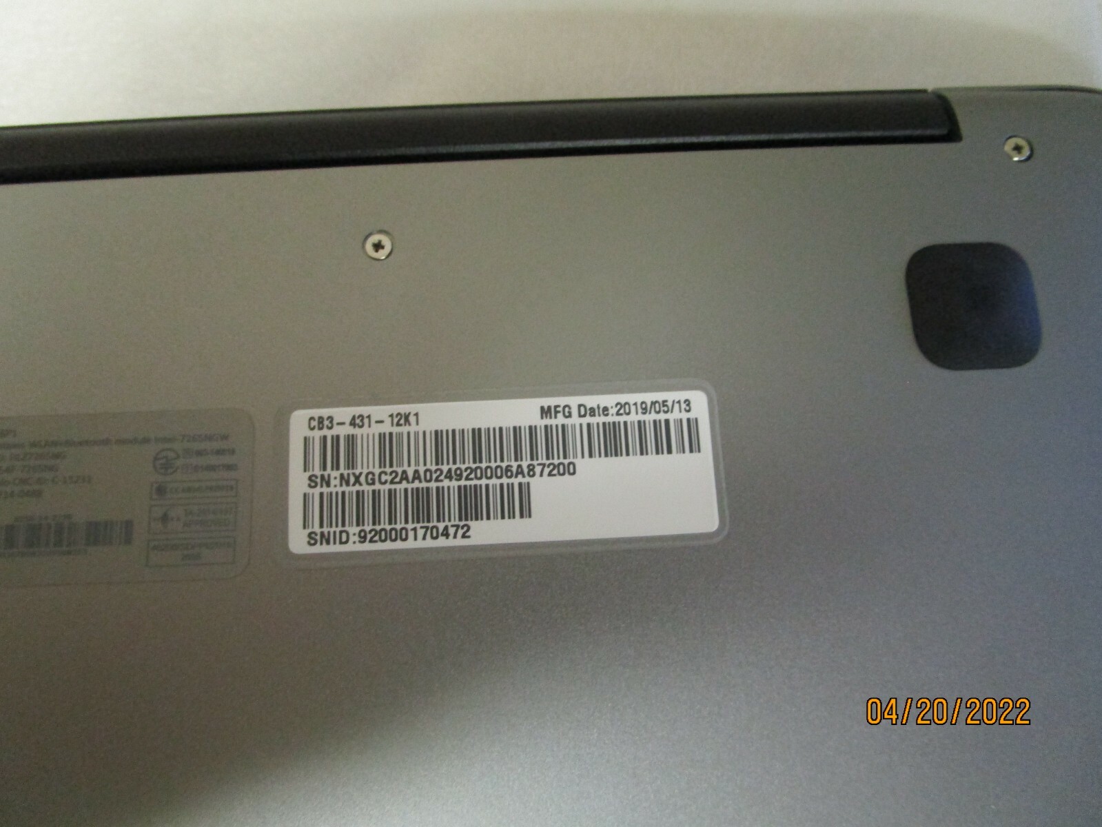 Acer Chromebook 14 CB3-431-C5FM 14″ 32GB Intel Celeron N3160 4GB – Opened Box