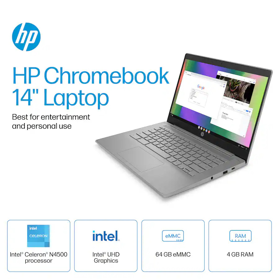 🔥NEW HP 14″ HD Chromebook Celeron N4500/4GB/64GB eMMC 14a-ne1013dx