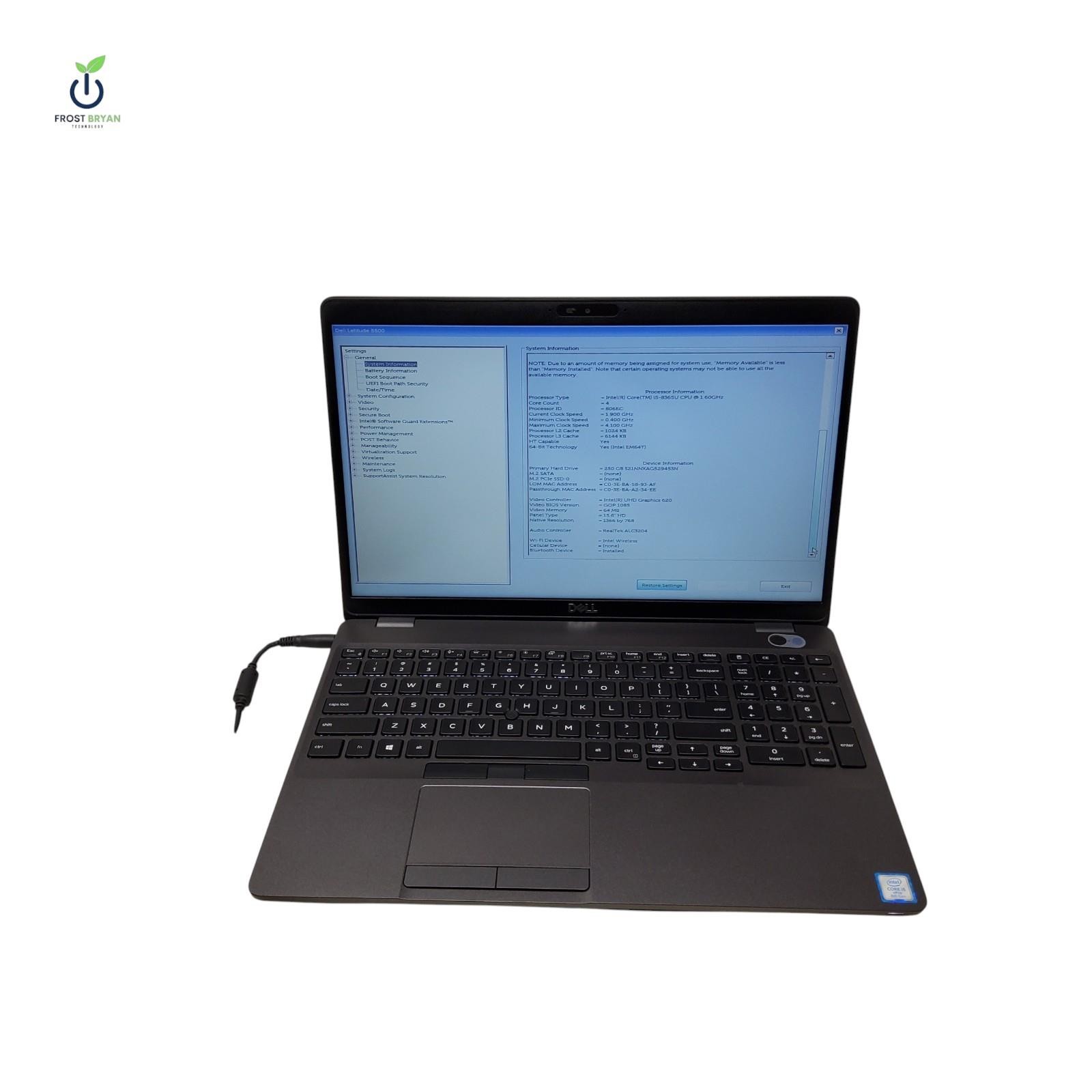 DELL LATITUDE 5500 Laptop i5-8365U@1.60GHz 8 GB 250 GB No OS Grade C [READ]