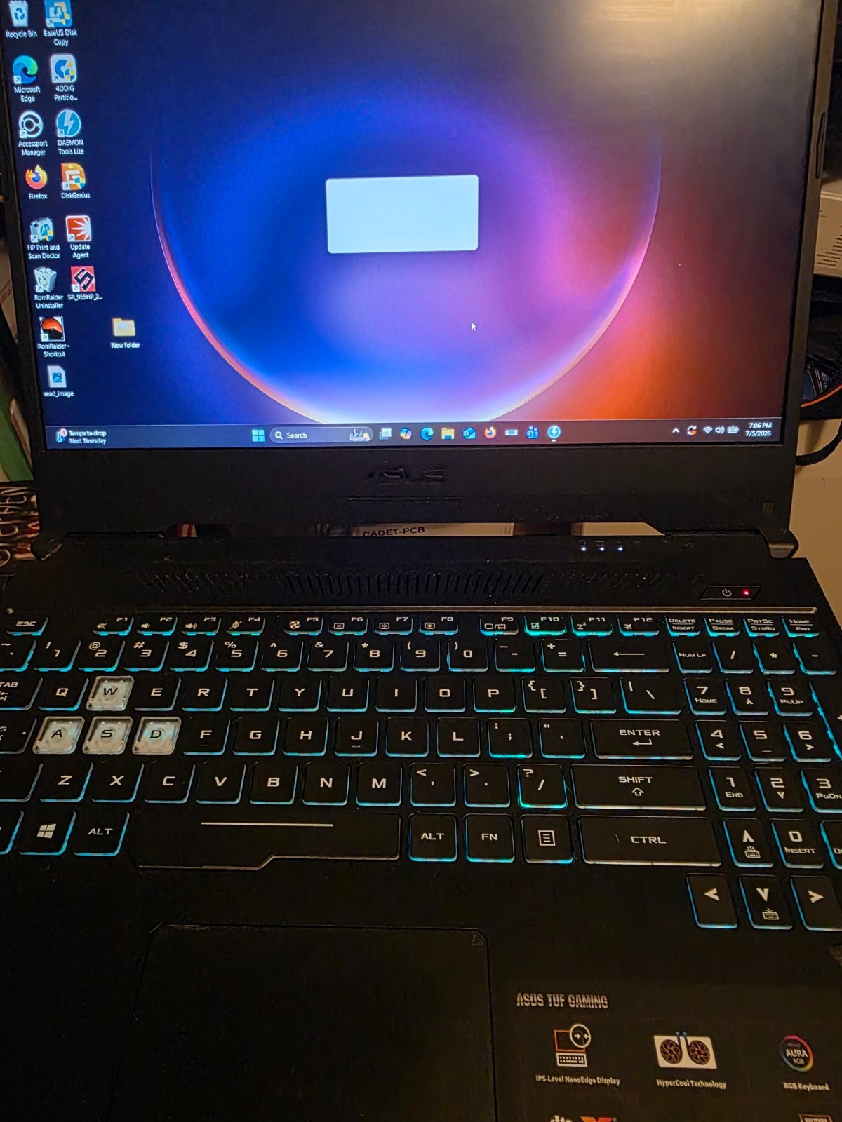 Used ASUS TUF Gaming Laptop FX505D, AMD R5 3550H, 256GB, SSD, 8GB DDR4,