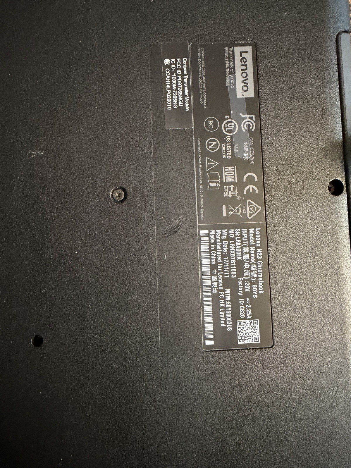 Ref Lenovo N23 Chromebook 11.6″ Laptop Chrome OS Wi-Fi Webcam Black