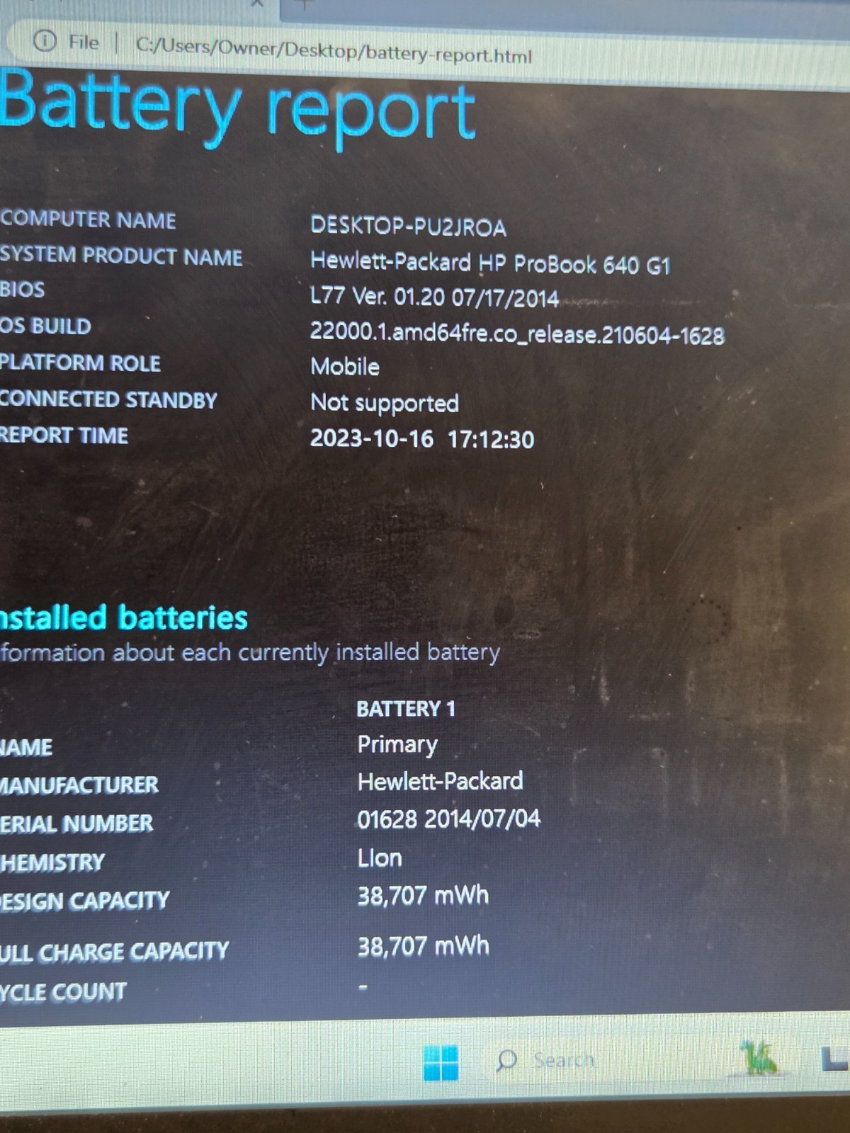 ProBook640 G1 (Bios Locked,No Webcam)w/charger.i5-4300M.8GB.128GB SSD.14″.W11.