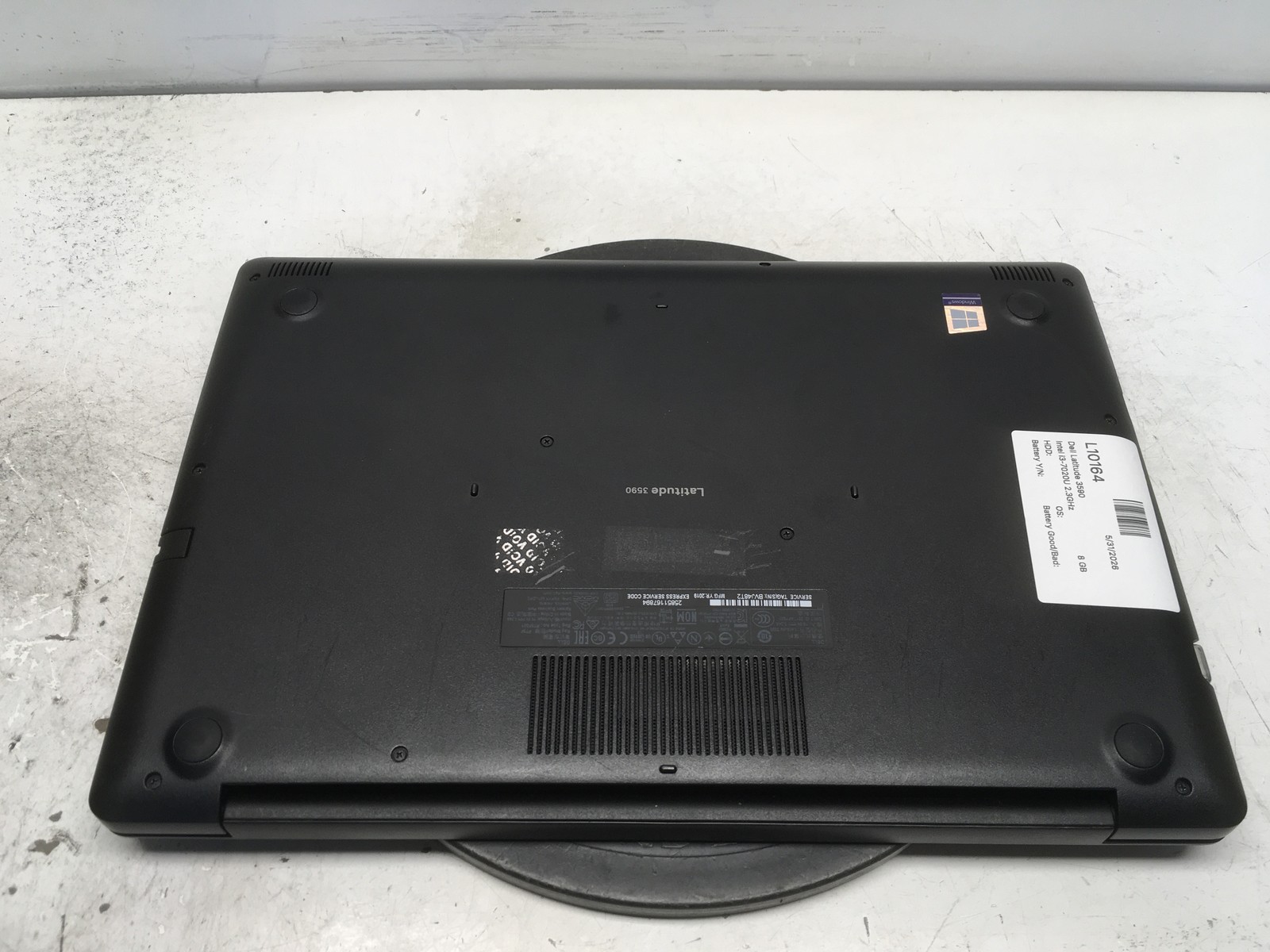 Dell Latitude 3590 Intel i3-7020U 2.3GHz 8 GB NO HDD No Batt