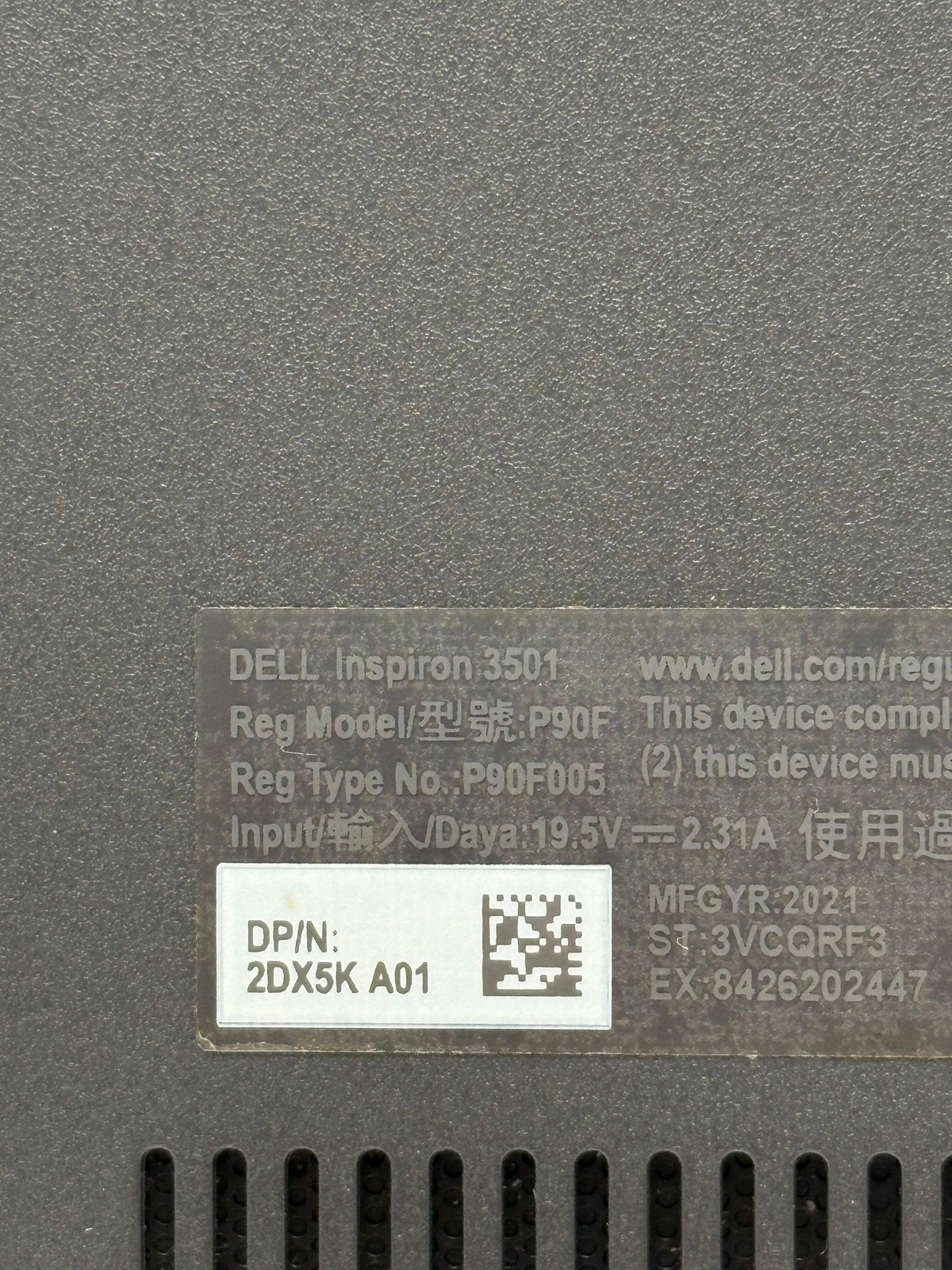 Dell Inspiron 3501 15.6″ P90F Core i3-1115G4 16GB RAM 1TB HDD For Parts