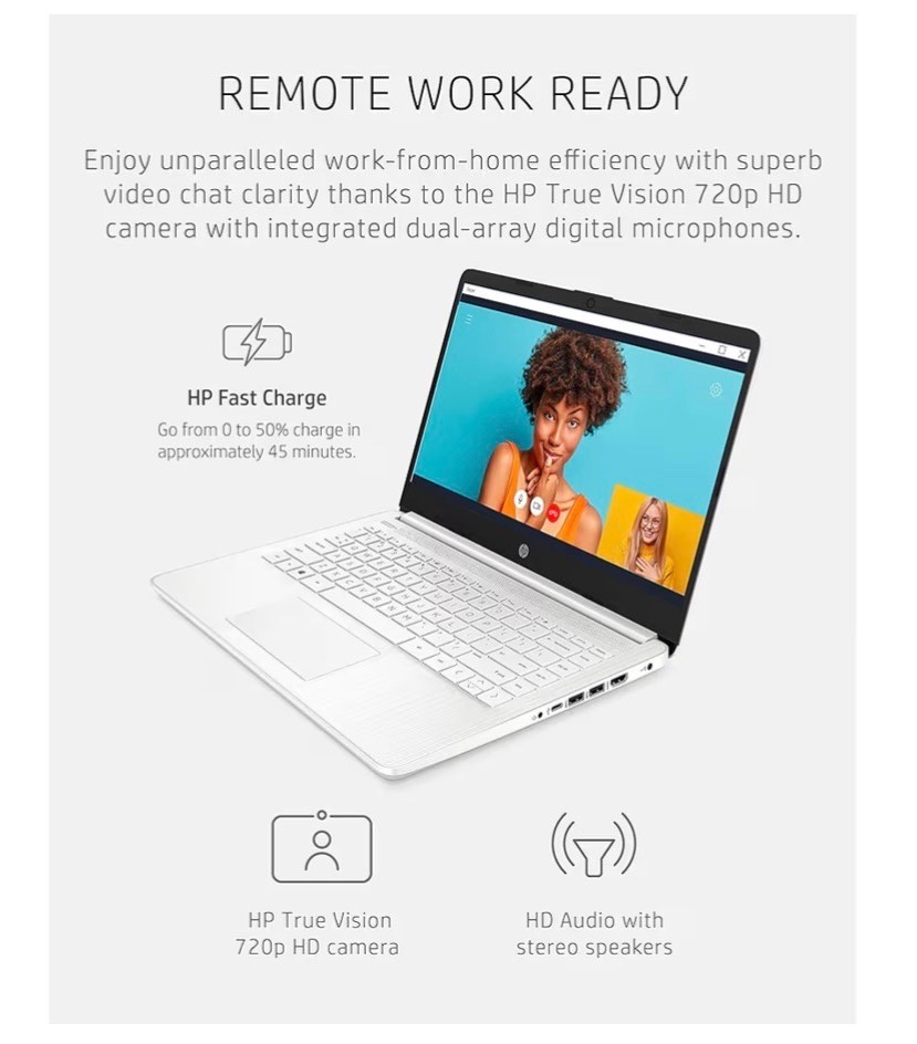 14 Laptop, Intel Celeron N4020, 4 GB RAM, 64 GB Storage, 14-inch Micro-edge HD