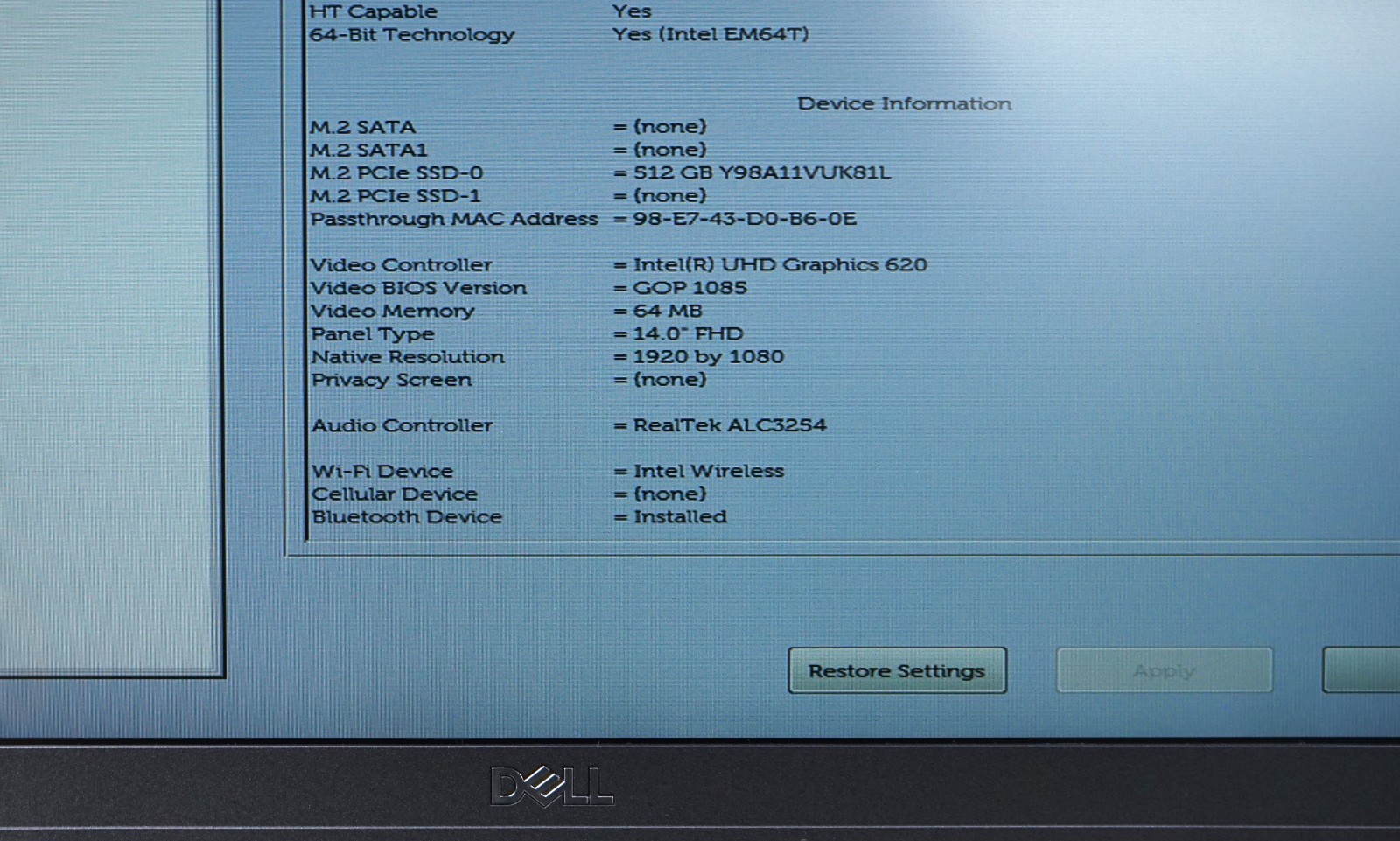 Dell Latitude 7400 14″ Intel Core i7-8665U @1.90GHz 8GB RAM 512GB SSD Win 11 Pro