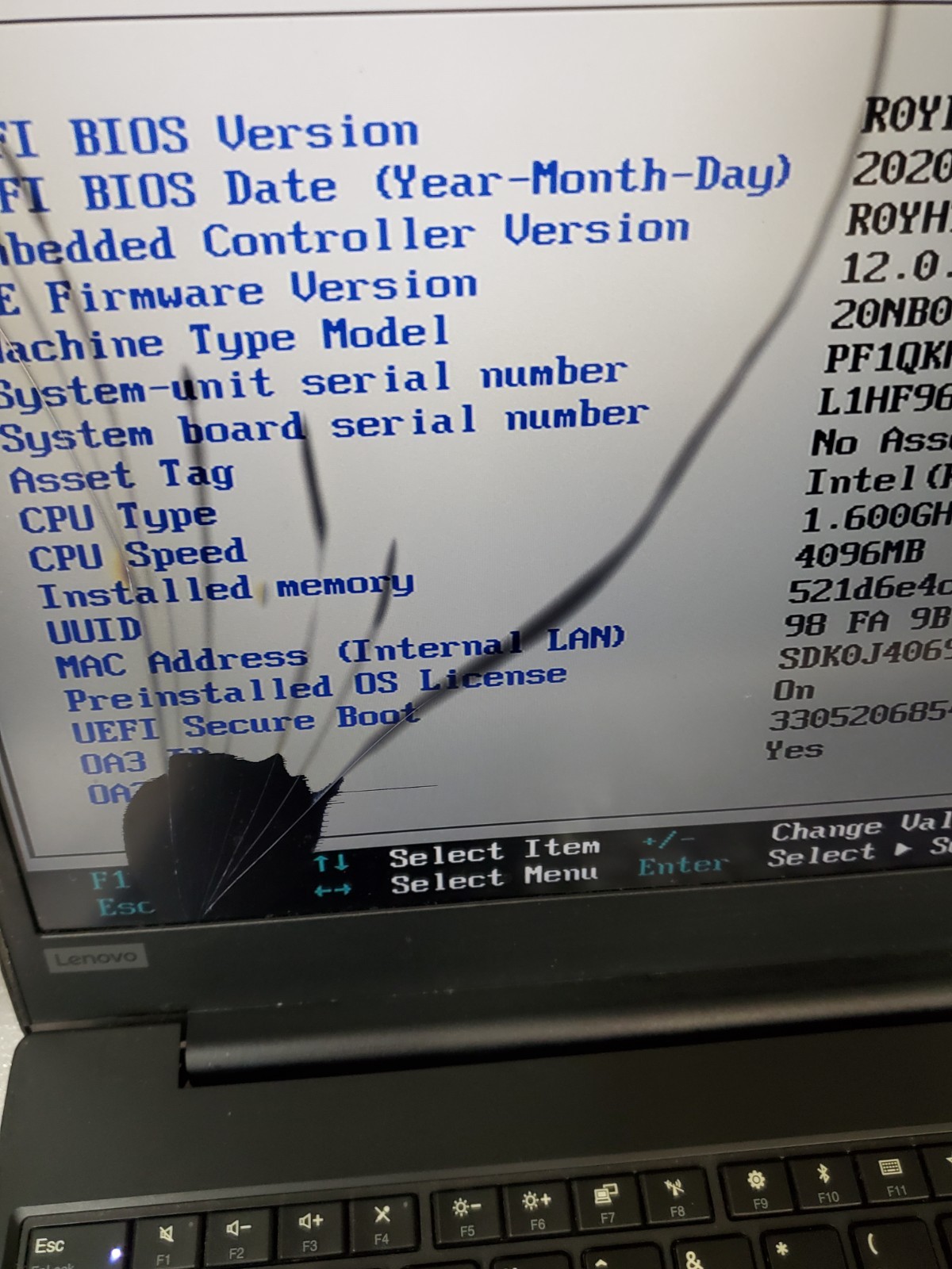 Lenovo ThinkPad E590 Core i5-8265U@1.60GHz, 4GB RAM ,NO SSD/ HD ,FOR PARTS