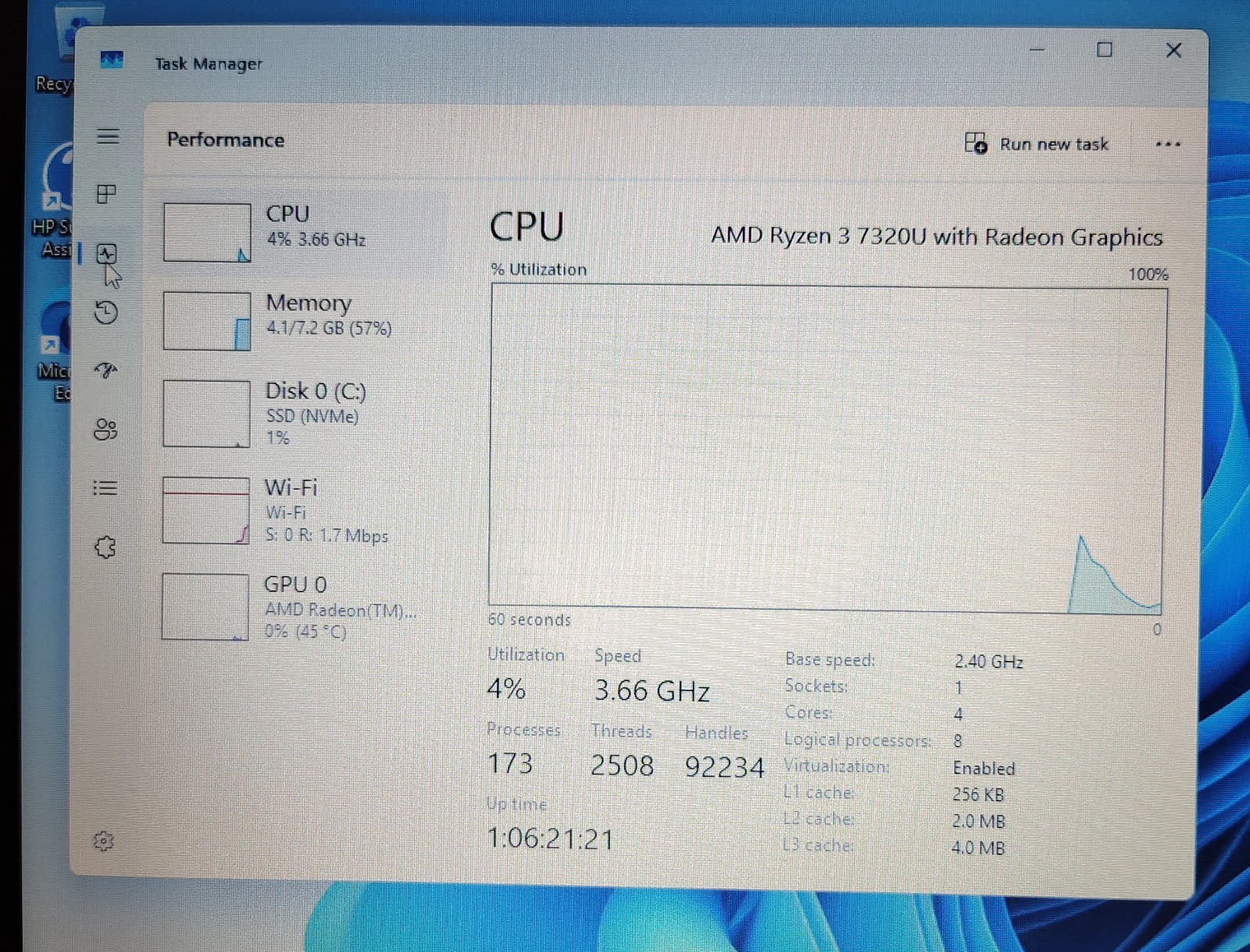 HP 255 G10 15.6″ AMD Ryzen 3 7320U 2.40GHz 8GB RAM DDR5 256GB SSD Laptop Win11