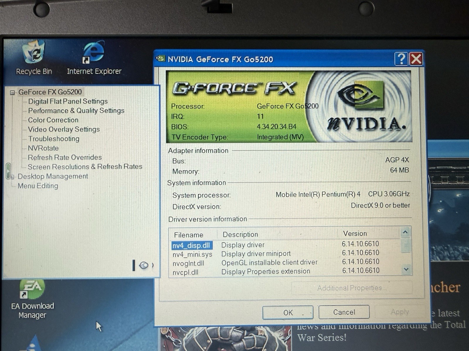 Dell Inspiron 5150 Retro Gaming XP Laptop 3.06GHz P4, 512MB RAM Nvidia FX Go5200