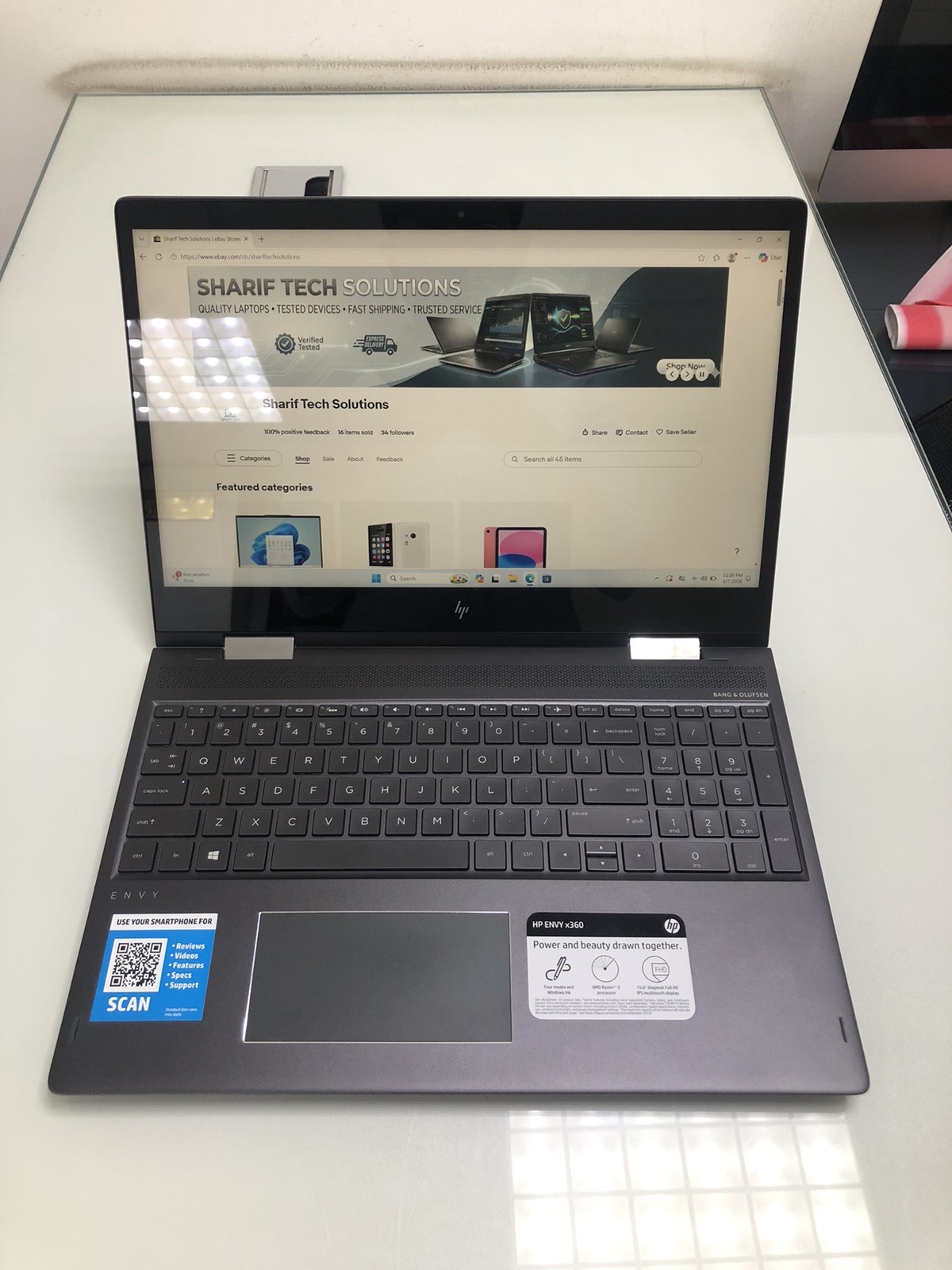 HP Envy x360 15m-bq1xx Ryzen 5 8GB RAM 256GB SSD Vega Graphics Touchscreen