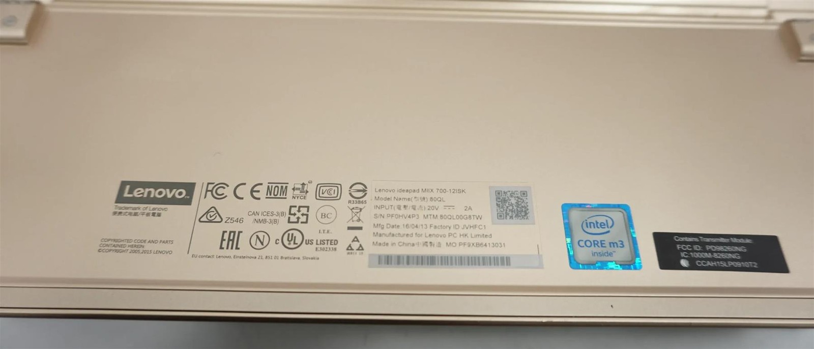Lenovo Ideapad MIIX 700-12ISK Intel m3-6Y30 0.90GHz 4GB RAM 128GB SSD
