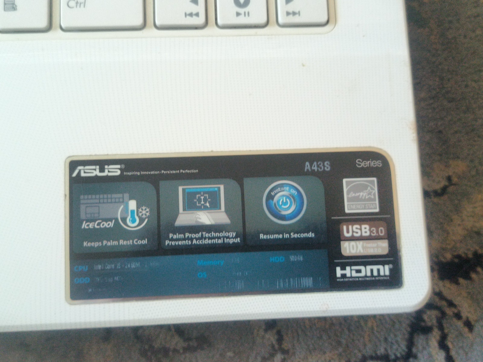 Broken Asus Model A43s