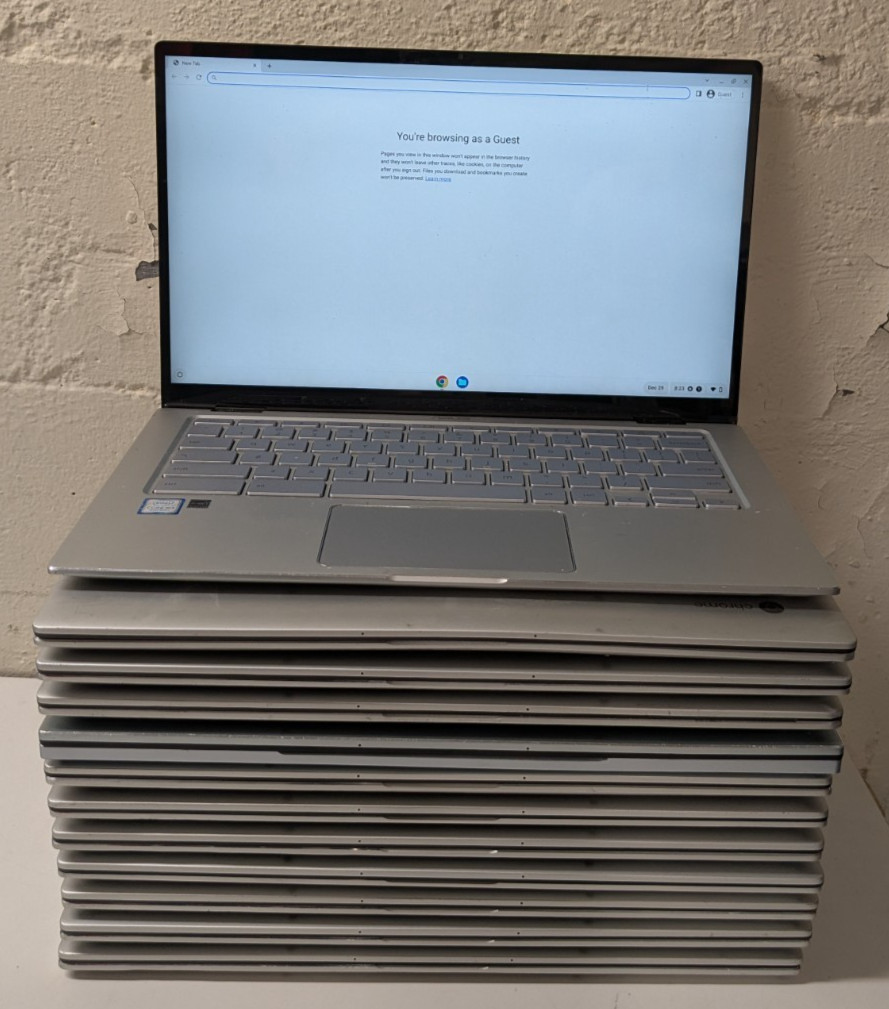 Lot of 12 Asus Chromebook C434T & C433T Intel M3-8100y 4/8GB RAM 64GB SOLD AS-IS