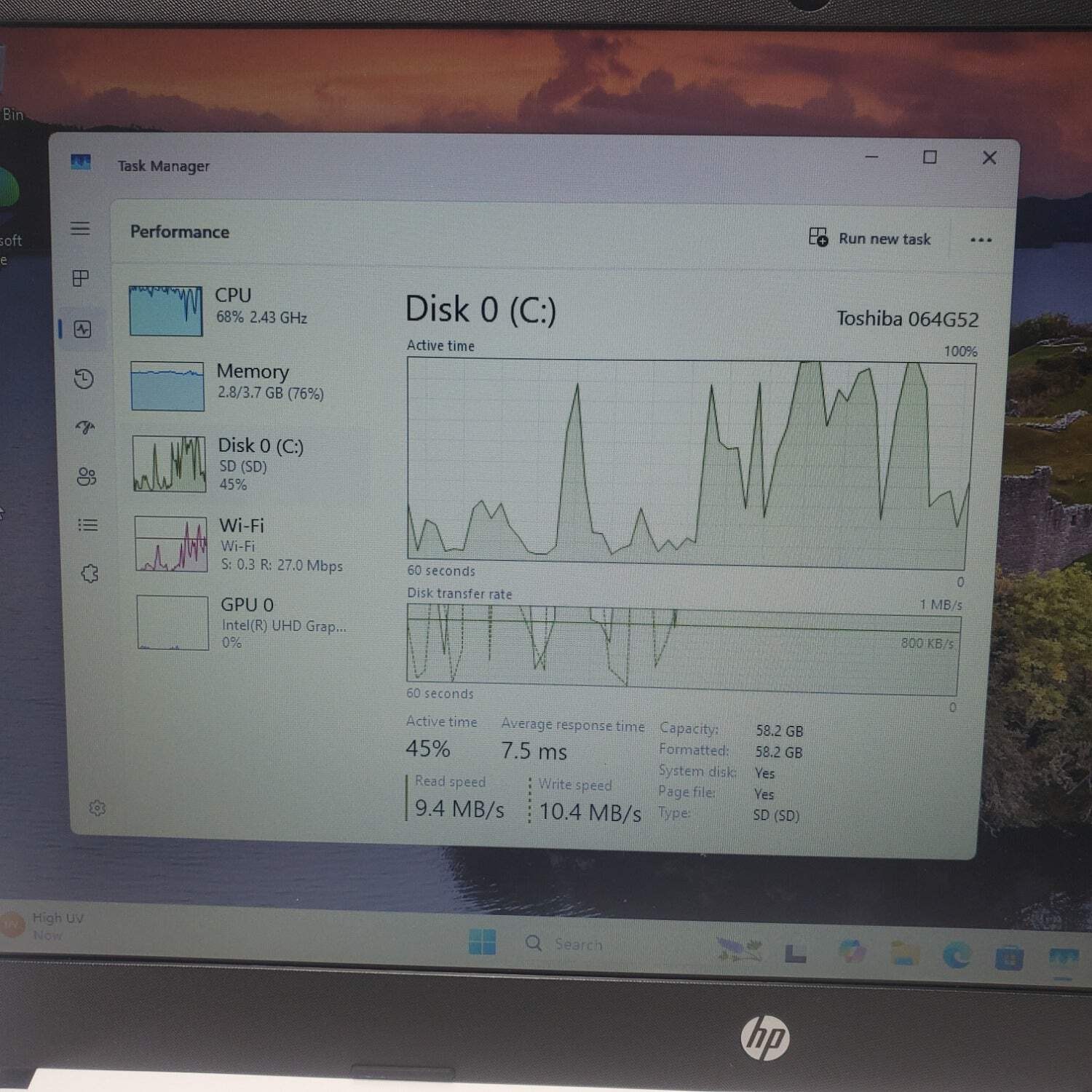 HP Laptop 14-DQ3000DX 14″ Celeron N4500 1.1GHz 4GB RAM 64GB SSD