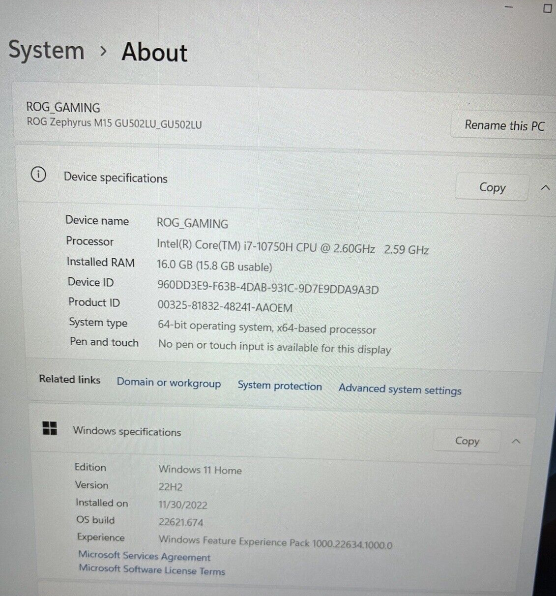 ASUS ROG Zephyrus M15 15.6″ (512GB, Intel Core i7 10th Gen., 16GB) Laptop – Gray