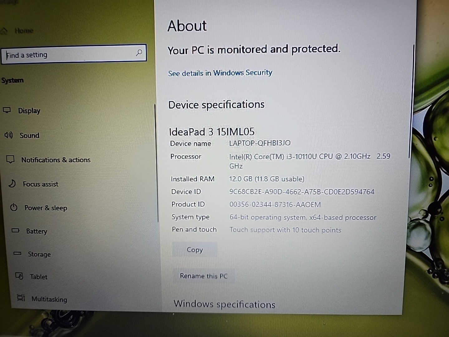 Lenovo IdeaPad 3 15IML05 | 15.6” touchscreen | 512 GB SSD | 12 GB RAM | Intel i3