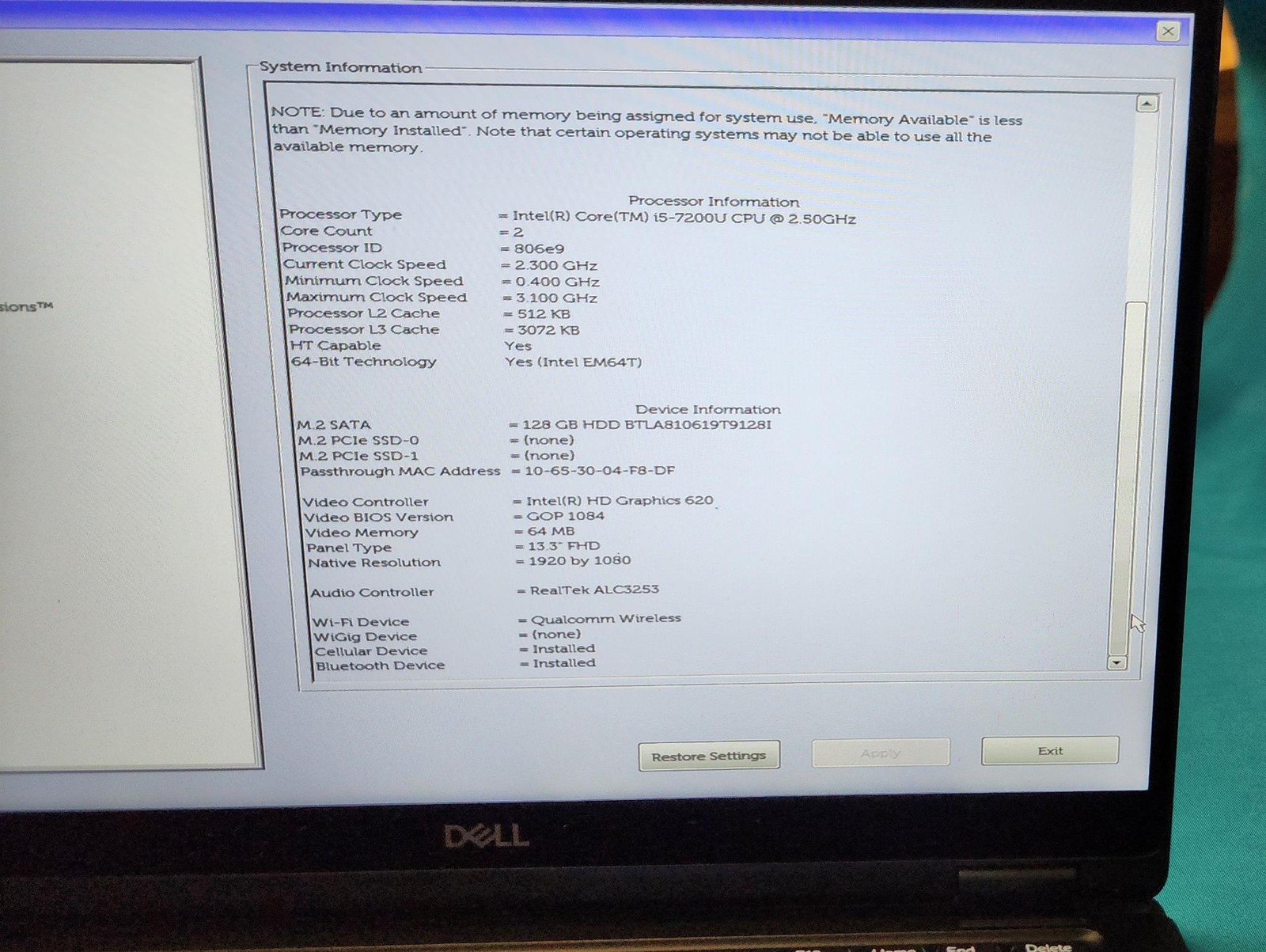 DELL Latitude 7389 Laptop 7th Gen i5 13.3″ FHD Touch 8GB 128GB SSD LTE W11Pro