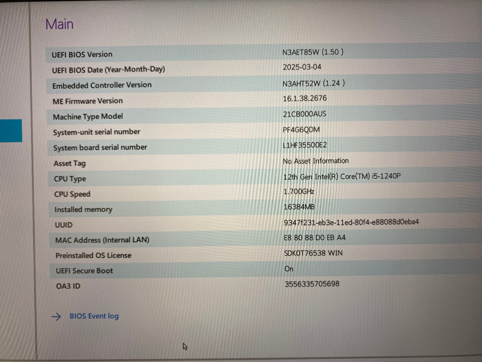 LENOVO THINKPAD X1 CARBON GEN10 14″ 256GBSSD 12thGEN INTELCORE i5-1240P WIN11PRO