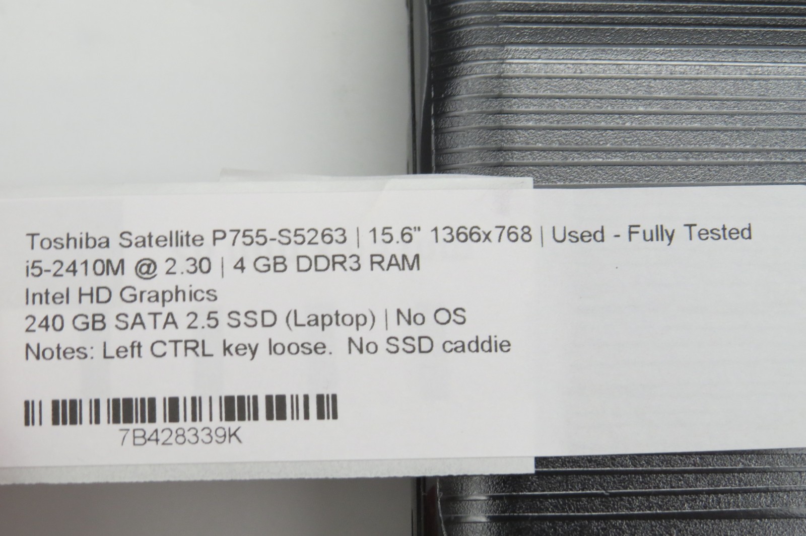 Toshiba Satellite P755-S5263-15.6″-i5-2410M@2.3-4GB RAM-240GB 2.5 -NO OS *READ*