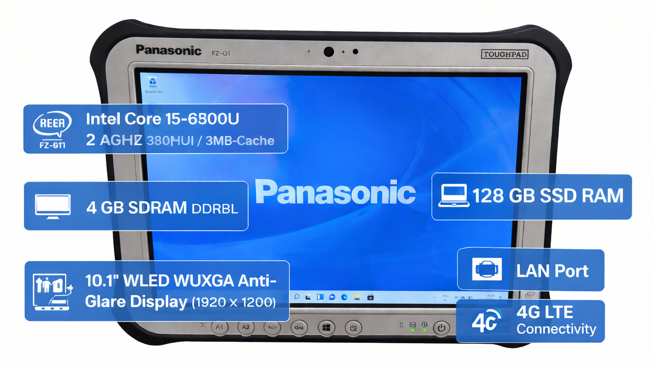 PANASONIC TOUGHPAD FZ-G1 MK4 i5-6th LAN 4G RJ45 A Grade Diagnostic Tablet Win 11