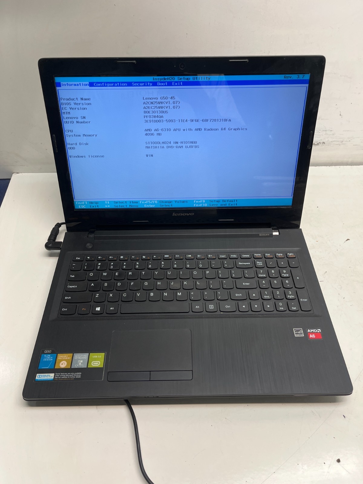 Lenovo G50-45 AMD A6-6310 Radeon R4 4GB NO HDD