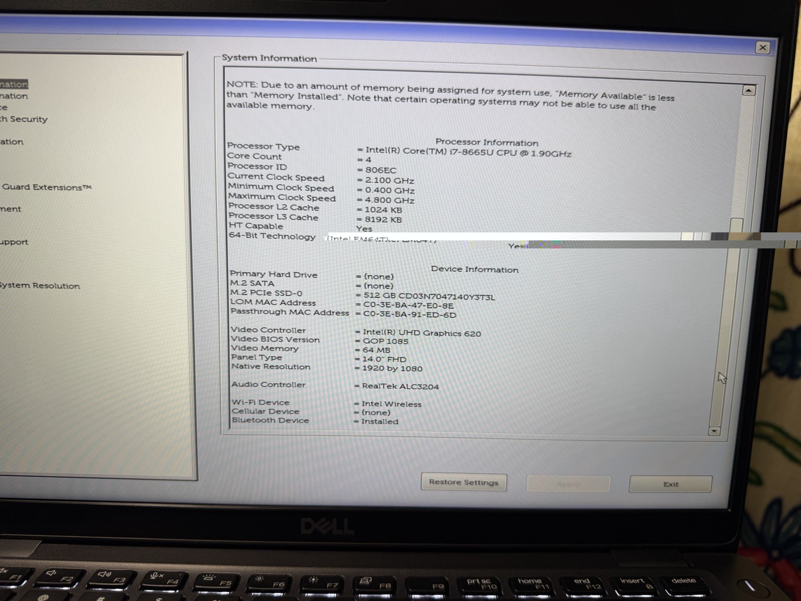 LOT OF 3 Dell Latitude 5400 14″ (i7-8665u 1.90GHz – 16GB RAM – 512GB SSD)