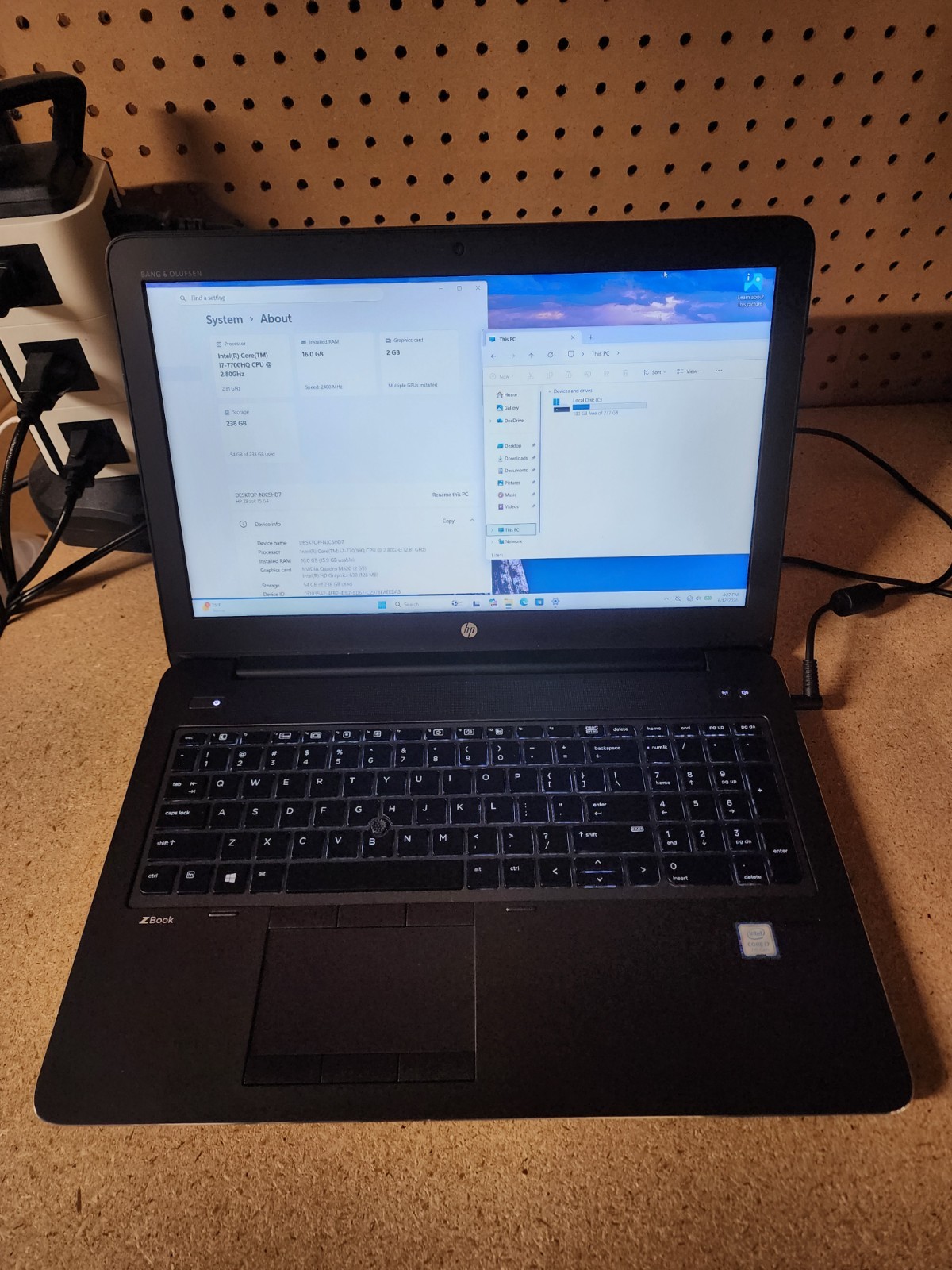 HP ZBook 15 G4 15.6″ i7-7700HQ 2.8GHz 16GB RAM 256GB SSD W11 Pro NVIDIA M620