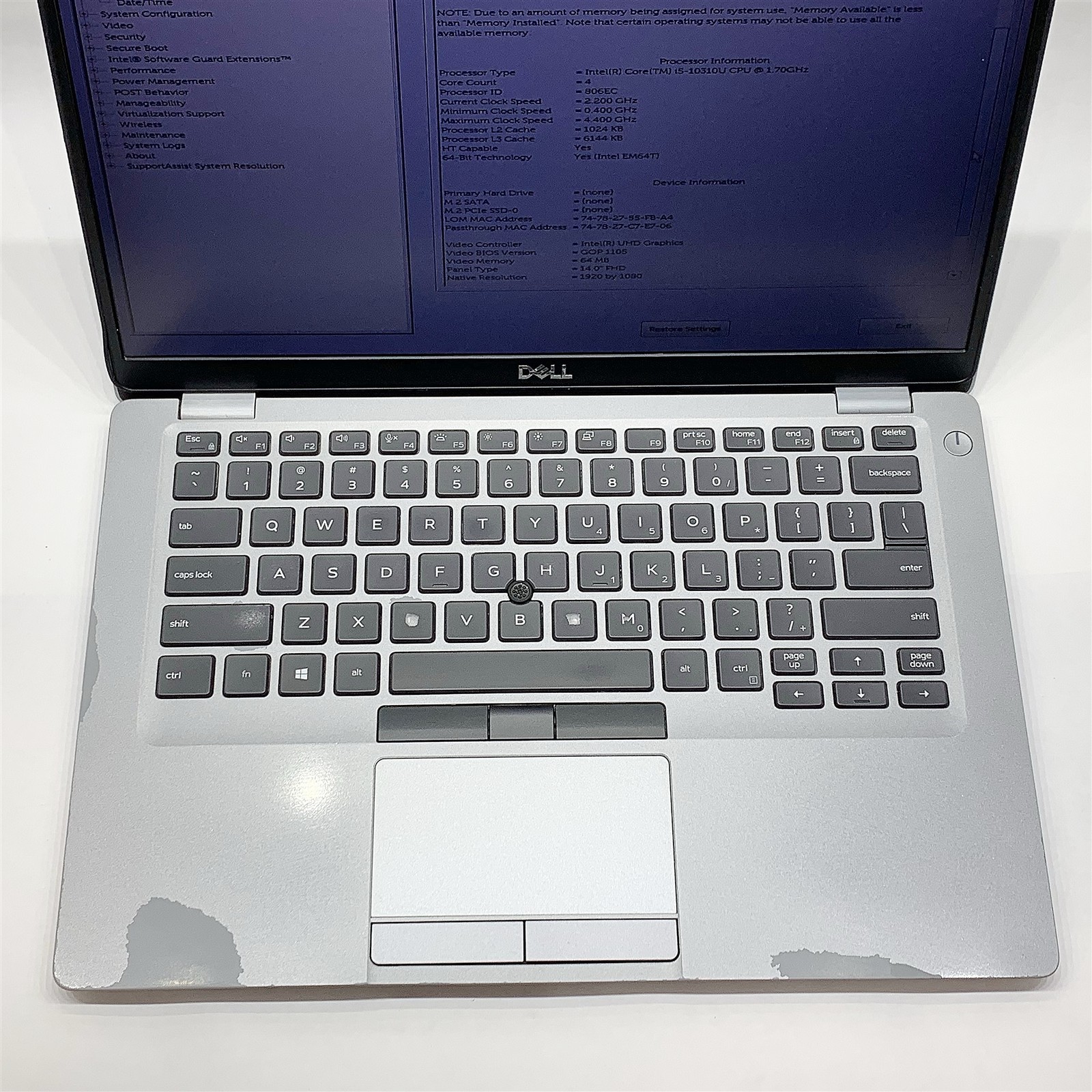 Dell Latitude 5410 Laptop Intel Core i5 10310U 1.70GHZ 14″ FHD 8GB RAM NO HDD