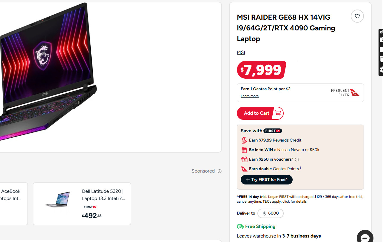 MSI RAIDER GE68 RTX 4090 i9 14900HX 32GB RAM 2TB SSD 4K 120HZ – WORTH $7499