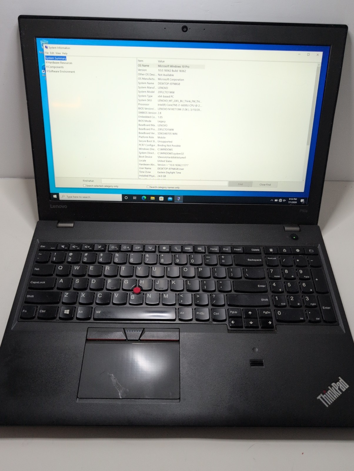 Lenovo ThinkPad P50s i7-6500U 24GB RAM 1TB Samsung SSD Quadro M500M AS-IS Read