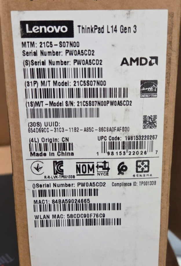Lenovo ThinkPad L14 Gen 3 14″ FHD Touch Ryzen 5 PRO 5675U 16GB 256GB SSD WIN11